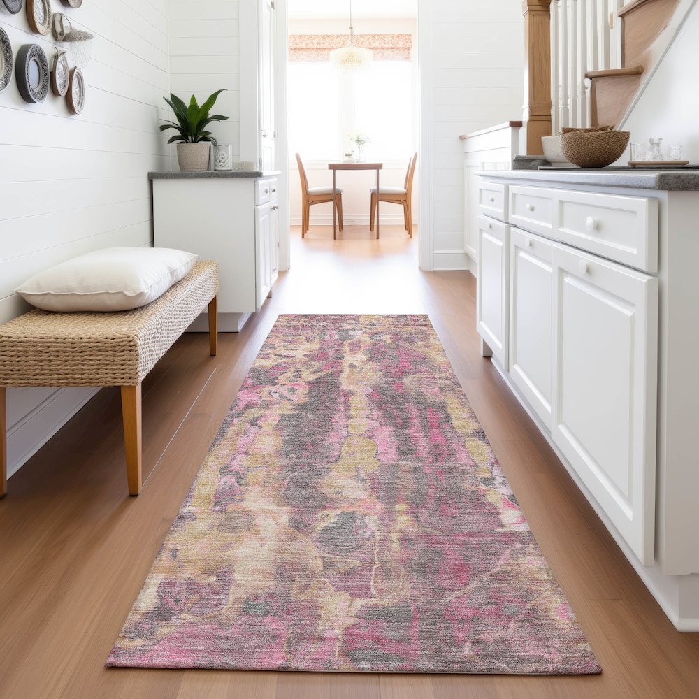 Machine Washable Indoor/Outdoor Chantille ACN2120 Blush 2'3" x 7'6" Runner Rug. Picture 5