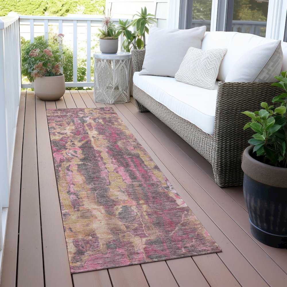 Machine Washable Indoor/Outdoor Chantille ACN2120 Blush 2'3" x 7'6" Runner Rug. Picture 6