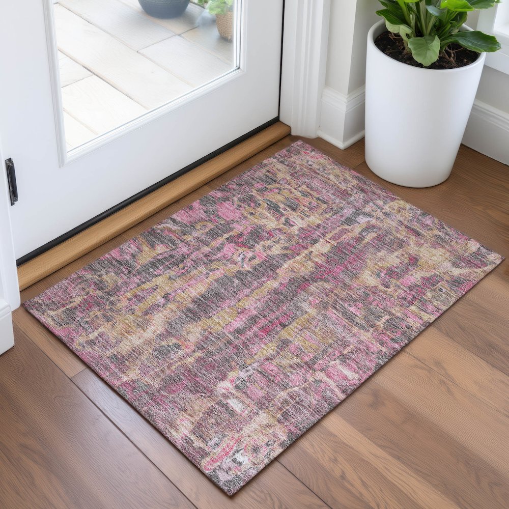 Machine Washable Indoor/Outdoor Chantille ACN2120 Blush 1'8" x 2'6" Rug. Picture 5