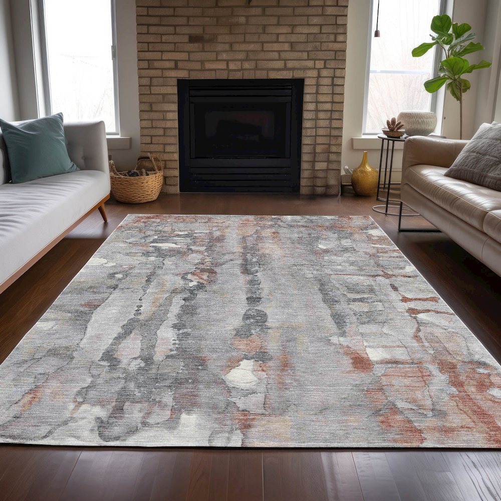 Machine Washable Indoor/Outdoor Chantille ACN2120 Copper 2'6" x 3'10" Rug. Picture 6