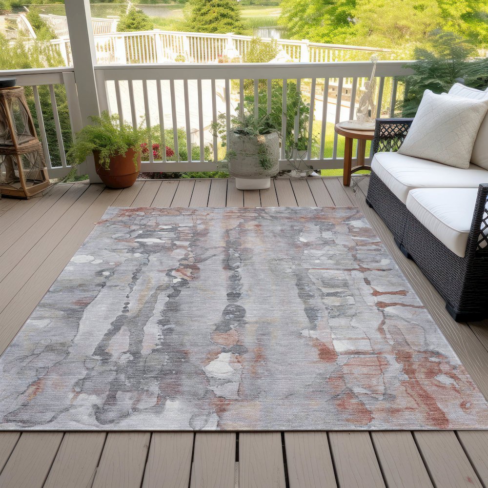 Machine Washable Indoor/Outdoor Chantille ACN2120 Copper 2'6" x 3'10" Rug. Picture 8