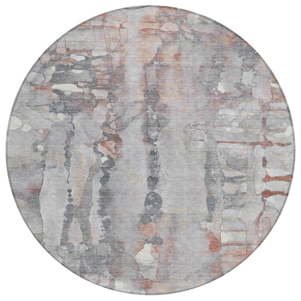Machine Washable Indoor/Outdoor Chantille ACN2120 Copper 8' x 8' Round Rug. Picture 1
