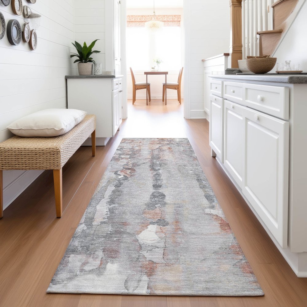 Machine Washable Indoor/Outdoor Chantille ACN2120 Copper 2'3" x 7'6" Runner Rug. Picture 5