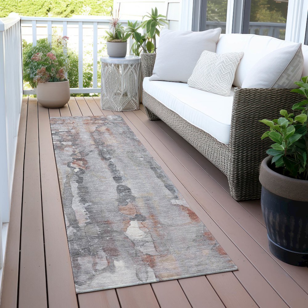 Machine Washable Indoor/Outdoor Chantille ACN2120 Copper 2'3" x 7'6" Runner Rug. Picture 6