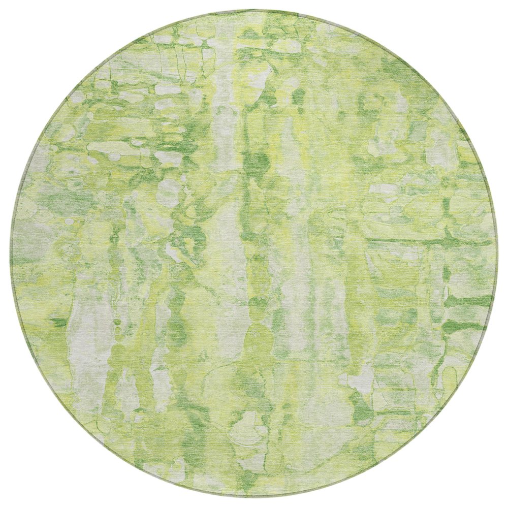 Machine Washable Indoor/Outdoor Chantille ACN2120 Lime 8' x 8' Round Rug. Picture 1
