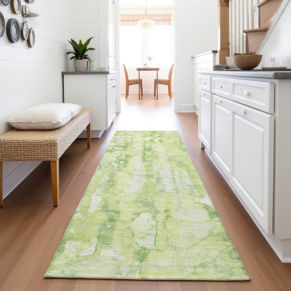 Machine Washable Indoor/Outdoor Chantille ACN2120 Lime 2'3" x 7'6" Runner Rug. Picture 5