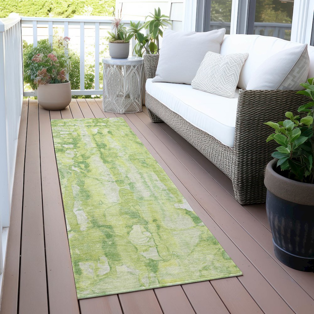 Machine Washable Indoor/Outdoor Chantille ACN2120 Lime 2'3" x 7'6" Runner Rug. Picture 6