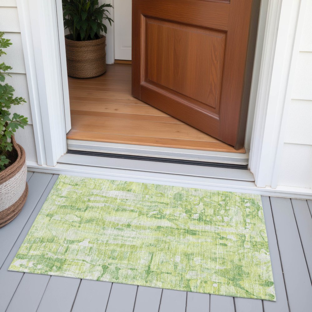 Machine Washable Indoor/Outdoor Chantille ACN2120 Lime 1'8" x 2'6" Rug. Picture 6