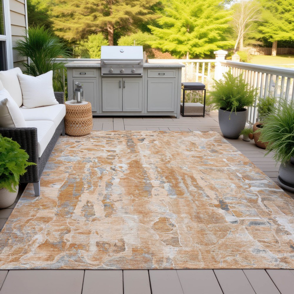 Machine Washable Indoor/Outdoor Chantille ACN2120 Orange 2'6" x 3'10" Rug. Picture 7