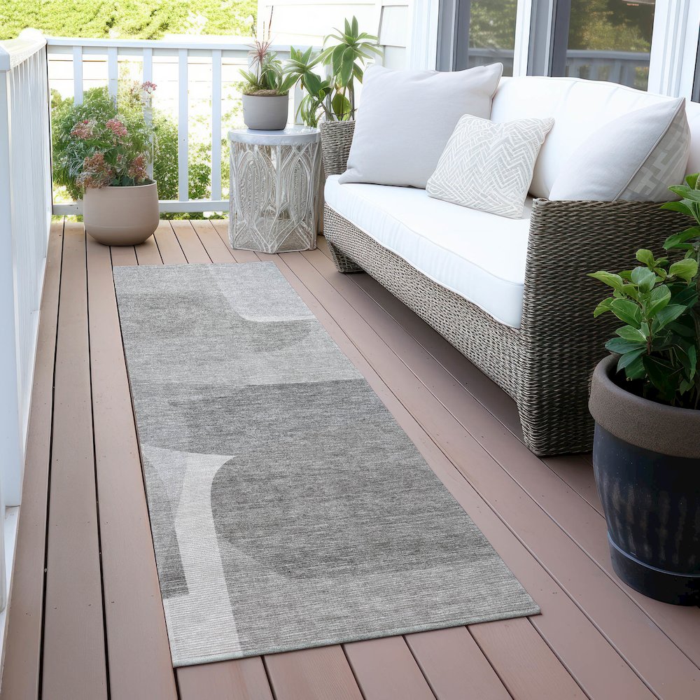 Machine Washable Indoor/Outdoor Chantille ACN2121 Linen 2'3" x 7'6" Runner Rug. Picture 6