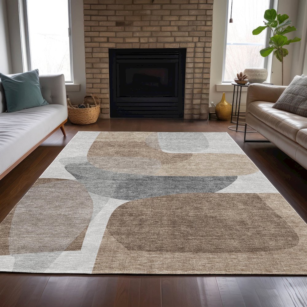 Machine Washable Indoor/Outdoor Chantille ACN2121 Mocha 2'6" x 3'10" Rug. Picture 6