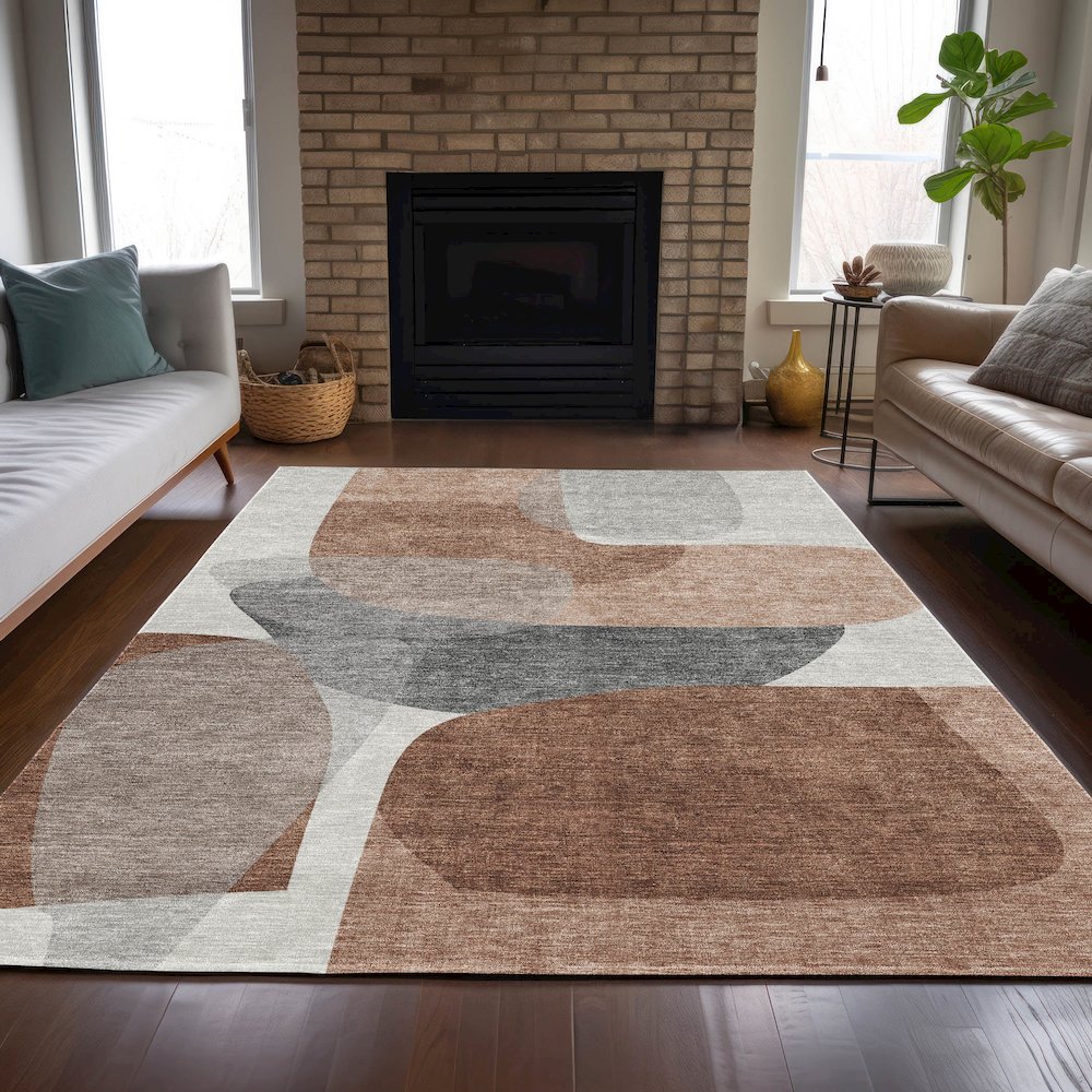 Machine Washable Indoor/Outdoor Chantille ACN2121 Paprika 2'6" x 3'10" Rug. Picture 6