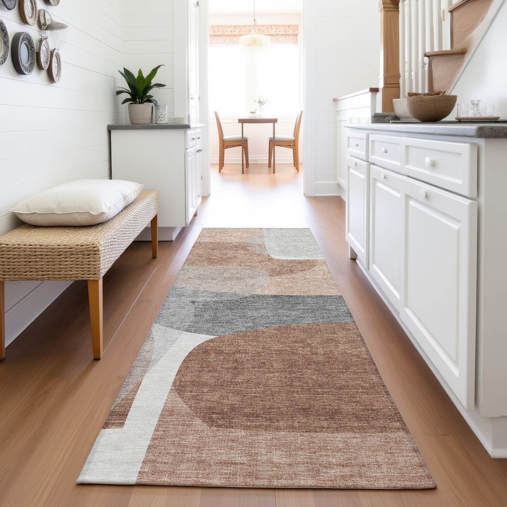 Machine Washable Indoor/Outdoor Chantille ACN2121 Paprika 2'3" x 7'6" Runner Rug. Picture 5