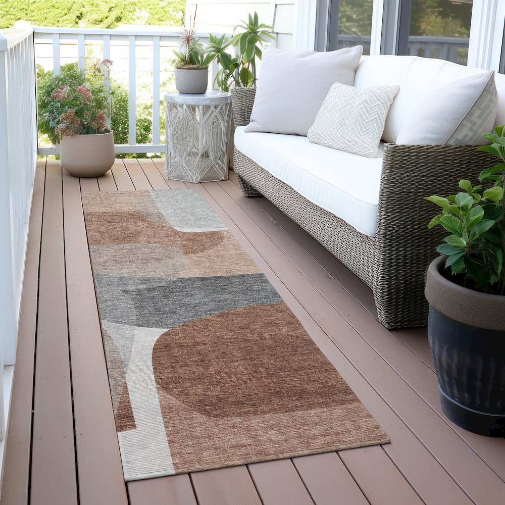 Machine Washable Indoor/Outdoor Chantille ACN2121 Paprika 2'3" x 7'6" Runner Rug. Picture 6