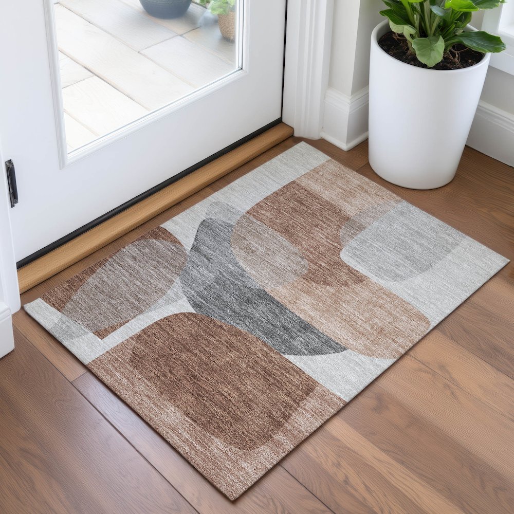 Machine Washable Indoor/Outdoor Chantille ACN2121 Paprika 1'8" x 2'6" Rug. Picture 5