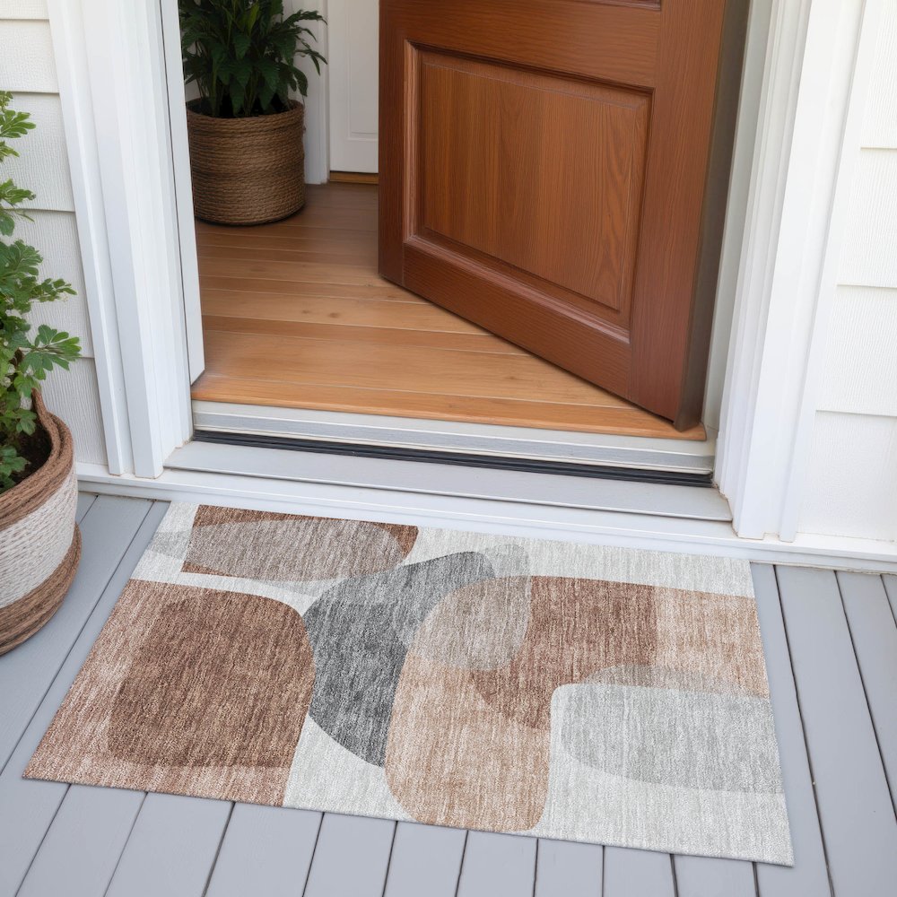 Machine Washable Indoor/Outdoor Chantille ACN2121 Paprika 1'8" x 2'6" Rug. Picture 6