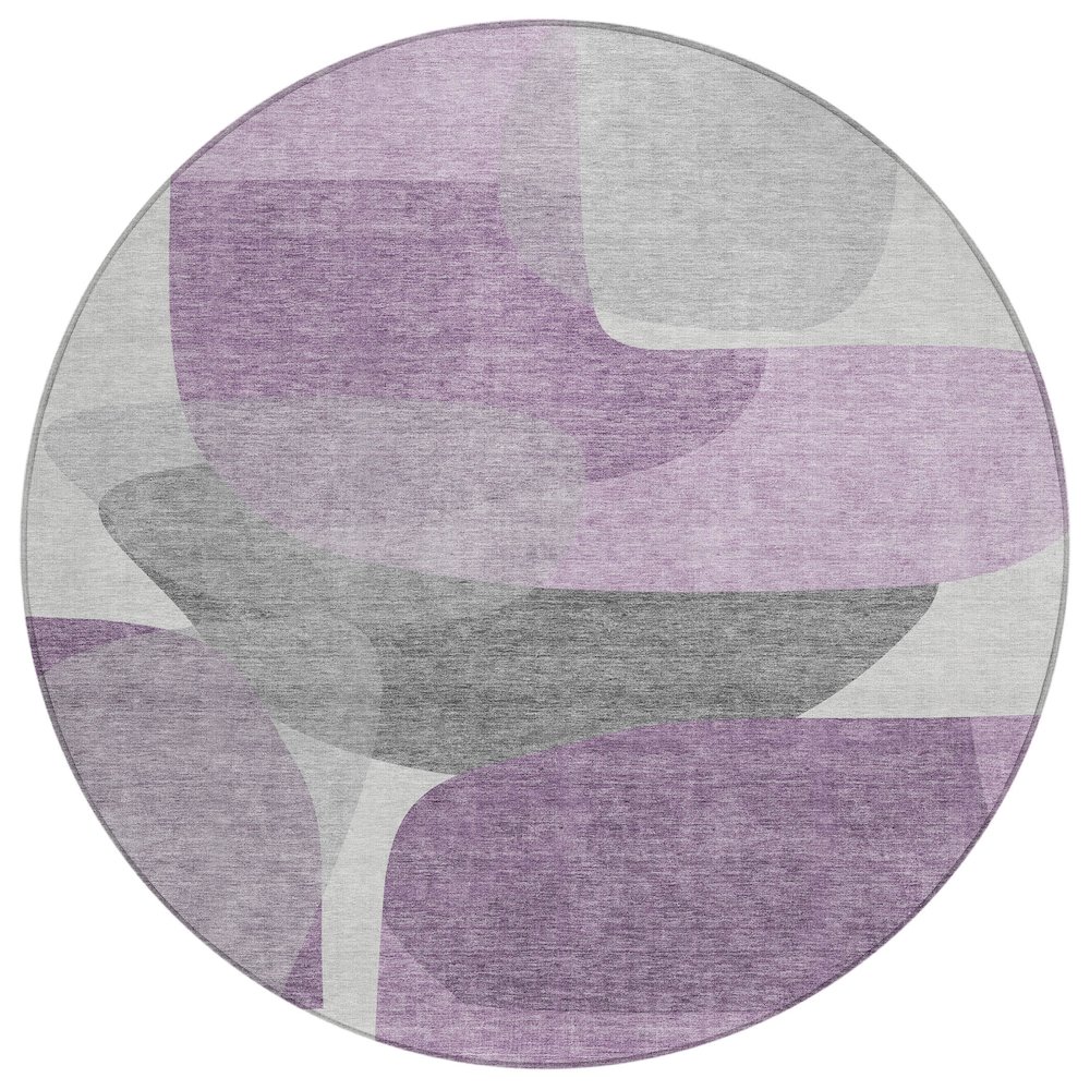 Machine Washable Indoor/Outdoor Chantille ACN2121 Purple 8' x 8' Round Rug. Picture 1