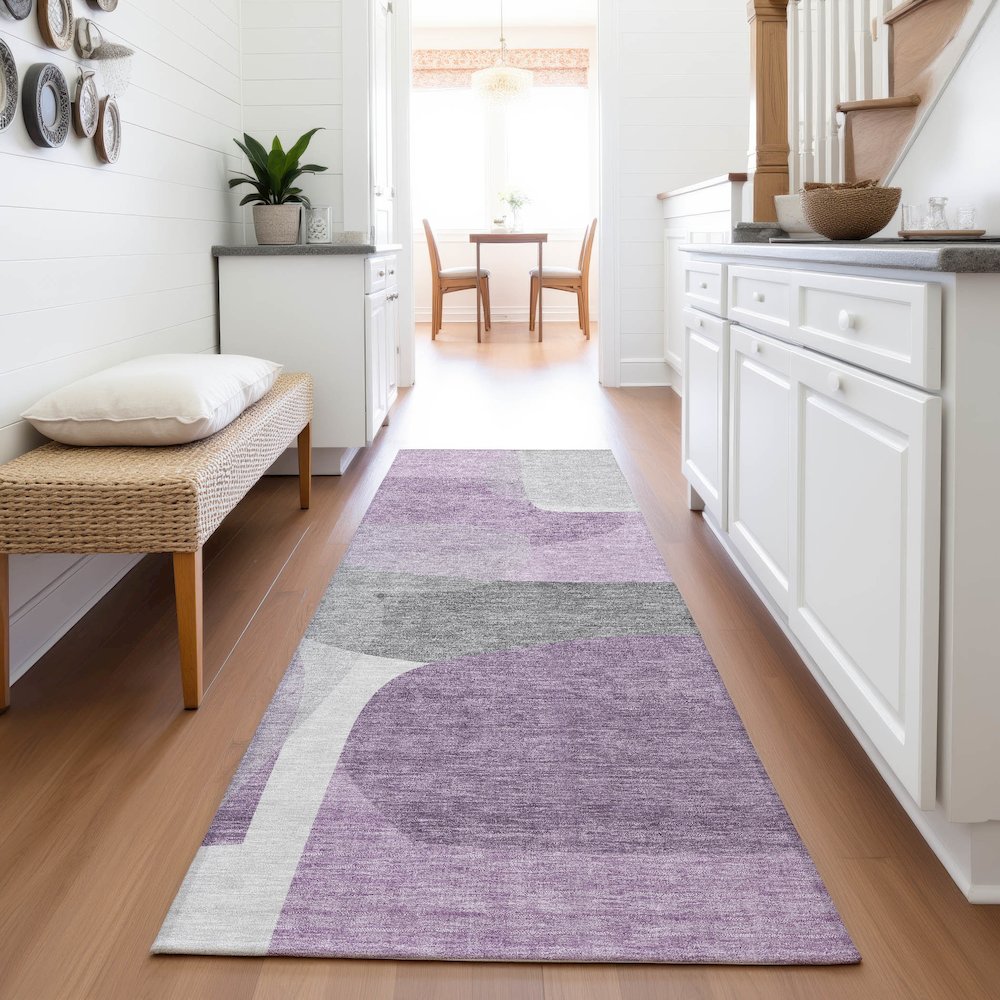 Machine Washable Indoor/Outdoor Chantille ACN2121 Purple 2'3" x 7'6" Runner Rug. Picture 5