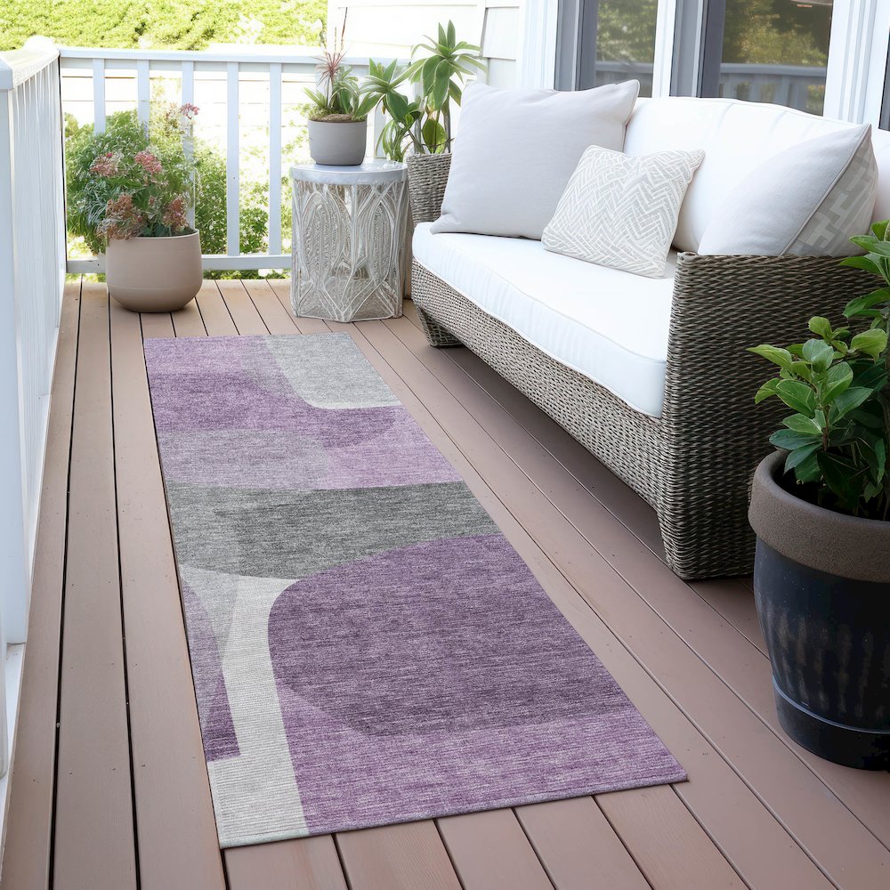 Machine Washable Indoor/Outdoor Chantille ACN2121 Purple 2'3" x 7'6" Runner Rug. Picture 6