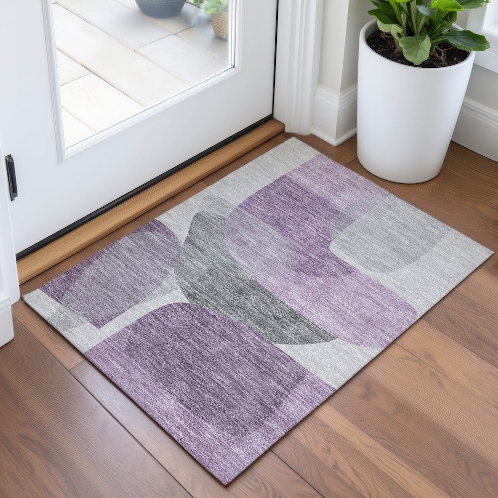 Machine Washable Indoor/Outdoor Chantille ACN2121 Purple 1'8" x 2'6" Rug. Picture 5