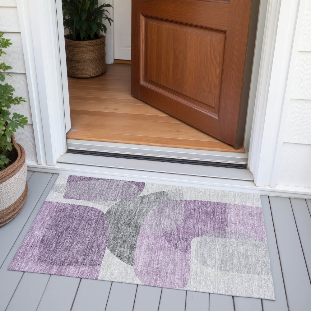 Machine Washable Indoor/Outdoor Chantille ACN2121 Purple 1'8" x 2'6" Rug. Picture 6