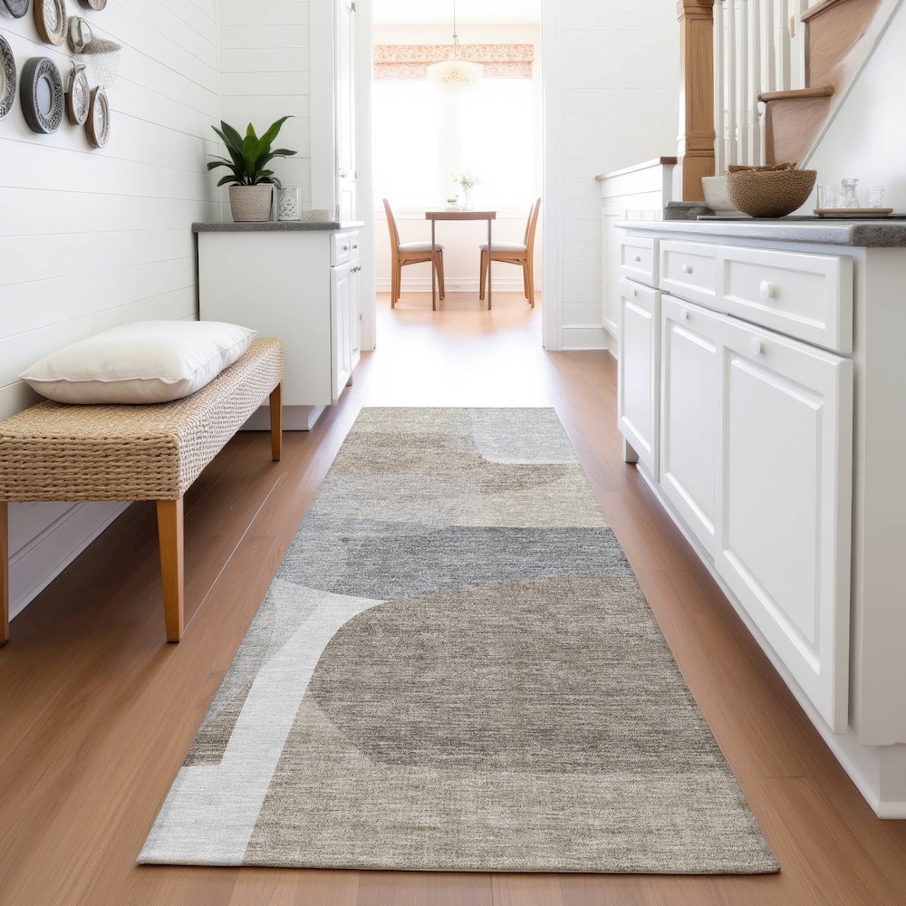 Machine Washable Indoor/Outdoor Chantille ACN2121 Taupe 2'3" x 7'6" Runner Rug. Picture 5
