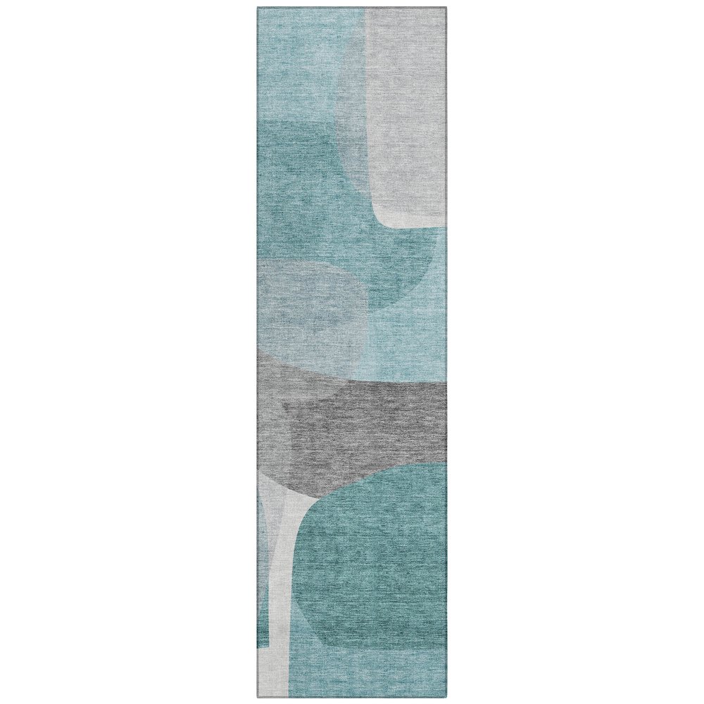 Machine Washable Indoor/Outdoor Chantille ACN2121 Teal 2'3" x 7'6" Runner Rug. Picture 1