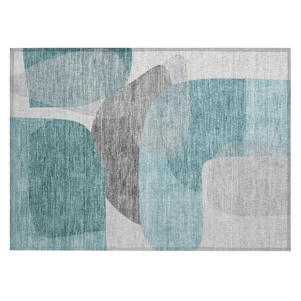 Machine Washable Indoor/Outdoor Chantille ACN2121 Teal 1'8" x 2'6" Rug. Picture 1