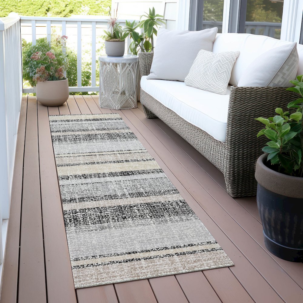 Machine Washable Indoor/Outdoor Chantille ACN2122 Black 2'3" x 7'6" Runner Rug. Picture 6