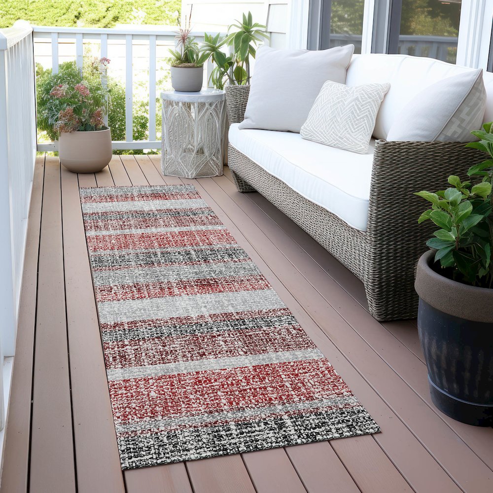 Machine Washable Indoor/Outdoor Chantille ACN2122 Burgundy 2'3"x7'6" Runner Rug. Picture 6