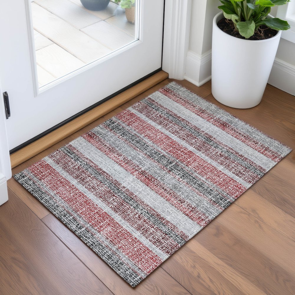 Machine Washable Indoor/Outdoor Chantille ACN2122 Burgundy 1'8" x 2'6" Rug. Picture 5