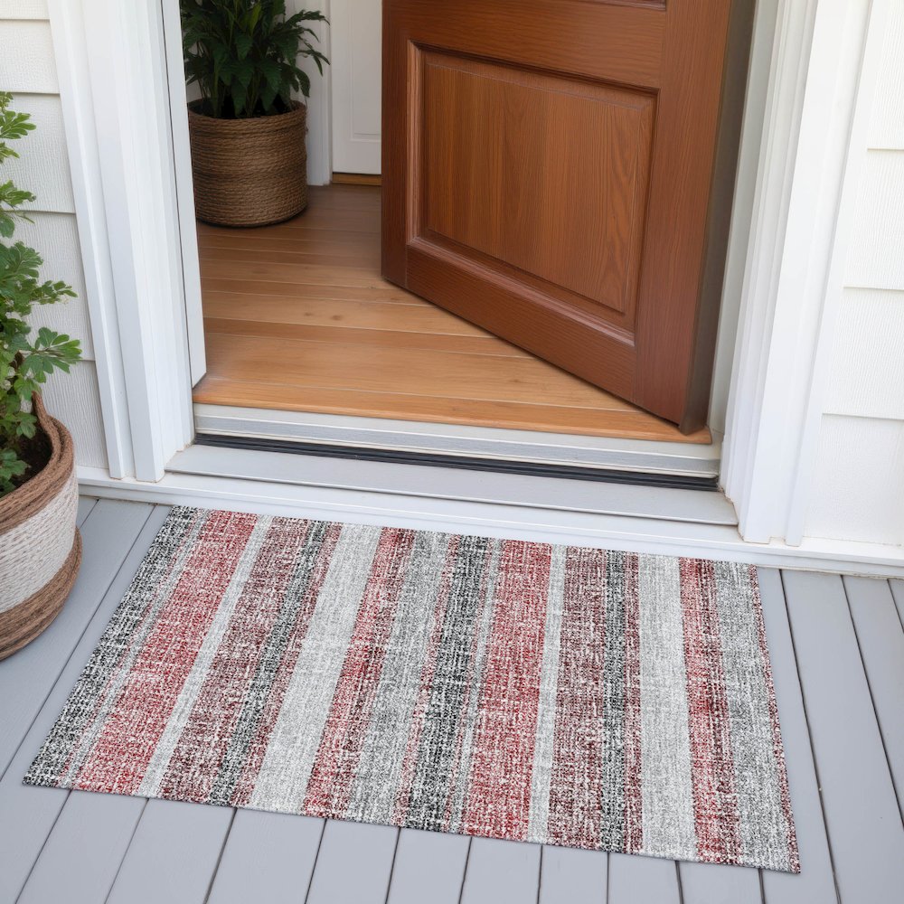Machine Washable Indoor/Outdoor Chantille ACN2122 Burgundy 1'8" x 2'6" Rug. Picture 6