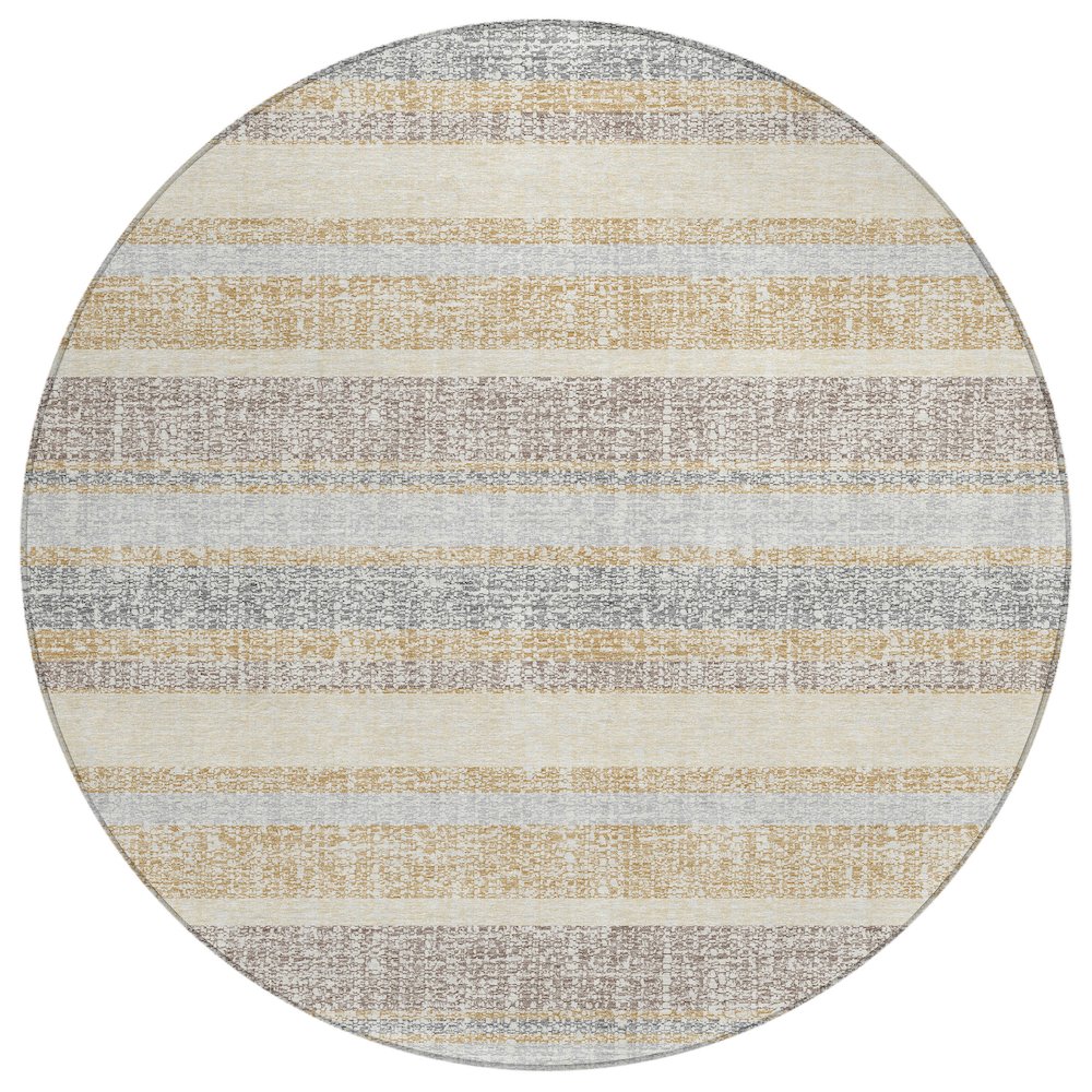 Machine Washable Indoor/Outdoor Chantille ACN2122 Gold 8' x 8' Round Rug. Picture 1