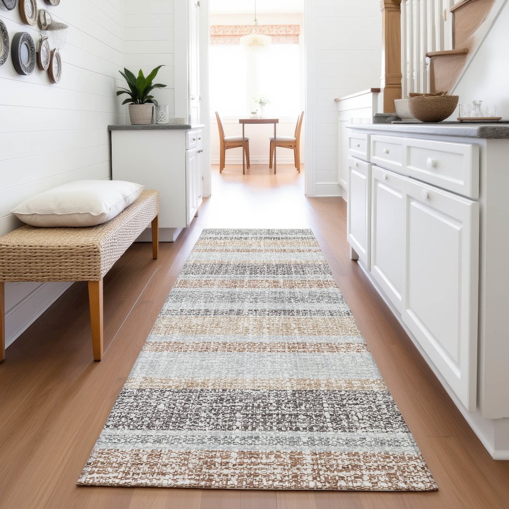 Machine Washable Indoor/Outdoor Chantille ACN2122 Gray 2'3" x 7'6" Runner Rug. Picture 5