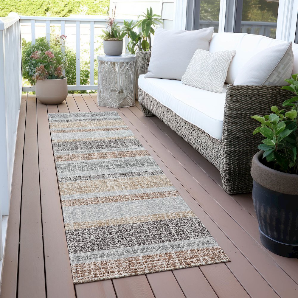 Machine Washable Indoor/Outdoor Chantille ACN2122 Gray 2'3" x 7'6" Runner Rug. Picture 6
