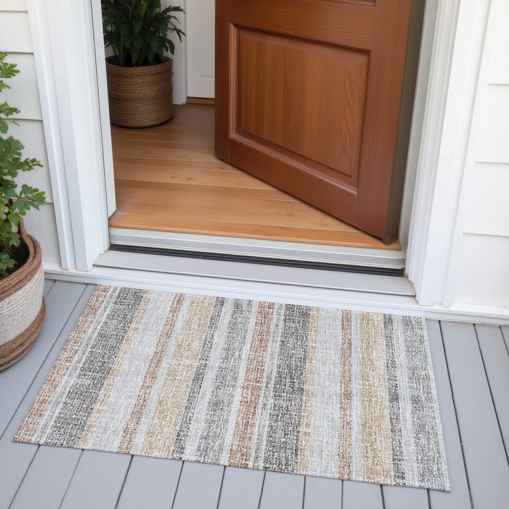 Machine Washable Indoor/Outdoor Chantille ACN2122 Gray 1'8" x 2'6" Rug. Picture 6