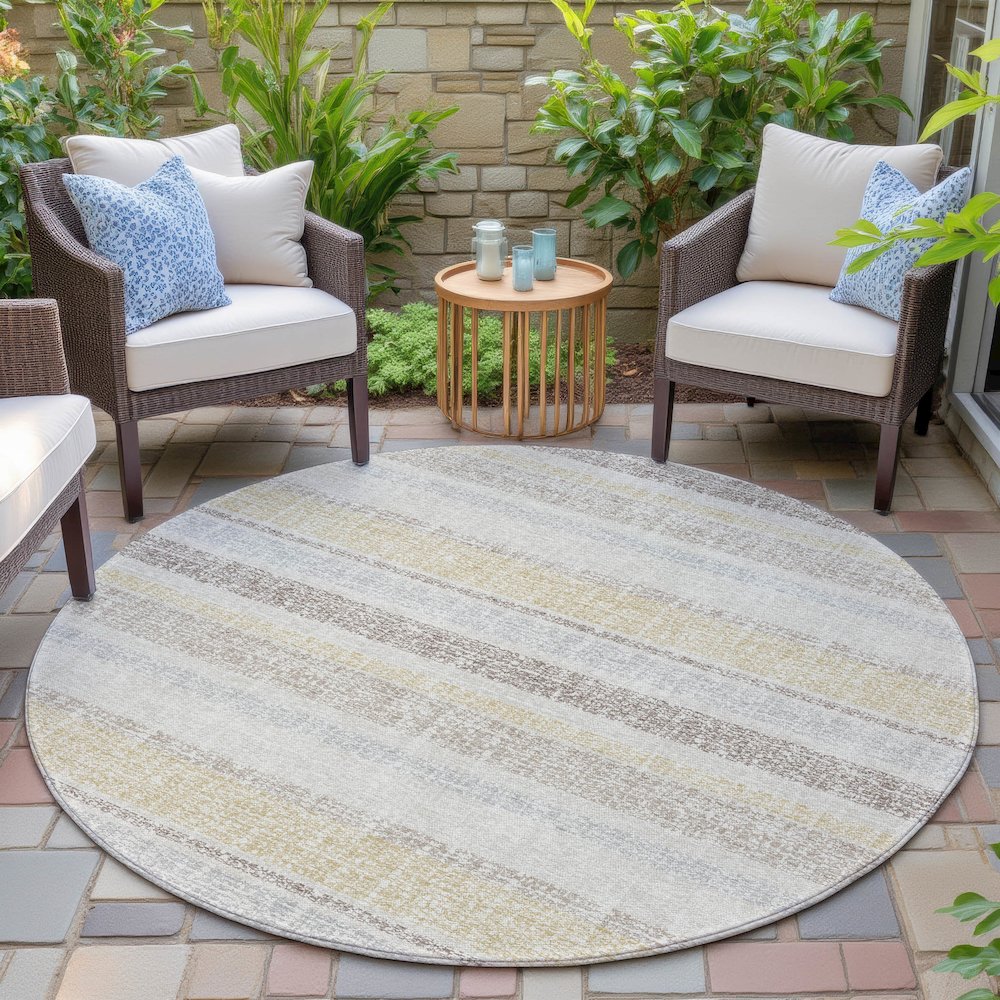 Machine Washable Indoor/Outdoor Chantille ACN2122 Ivory 8' x 8' Round Rug. Picture 6
