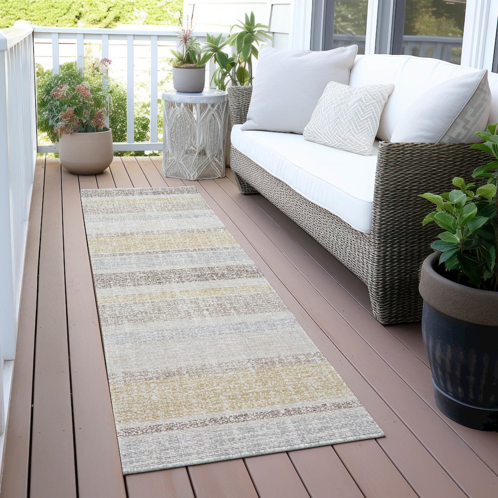 Machine Washable Indoor/Outdoor Chantille ACN2122 Ivory 2'3" x 7'6" Runner Rug. Picture 6