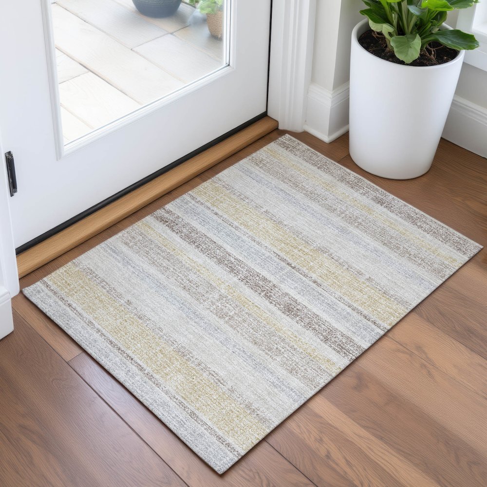 Machine Washable Indoor/Outdoor Chantille ACN2122 Ivory 1'8" x 2'6" Rug. Picture 5