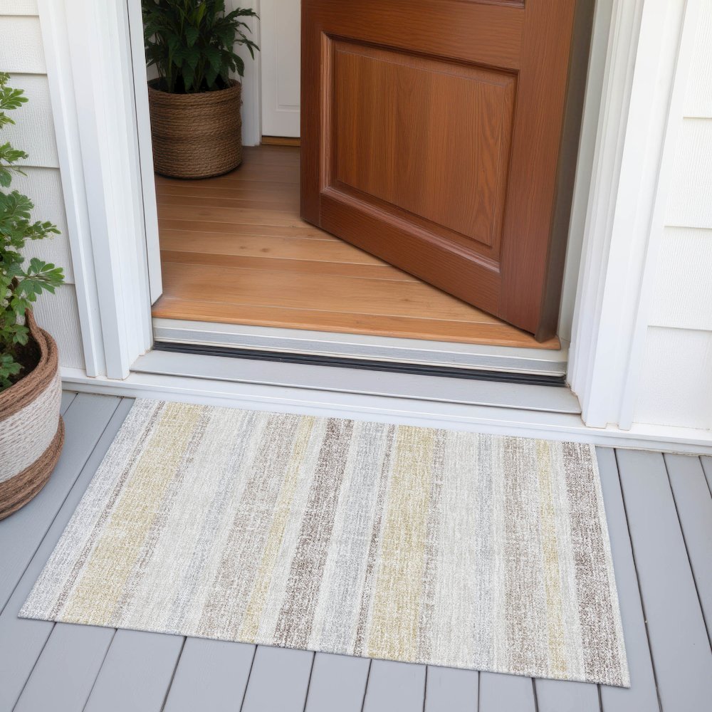 Machine Washable Indoor/Outdoor Chantille ACN2122 Ivory 1'8" x 2'6" Rug. Picture 6