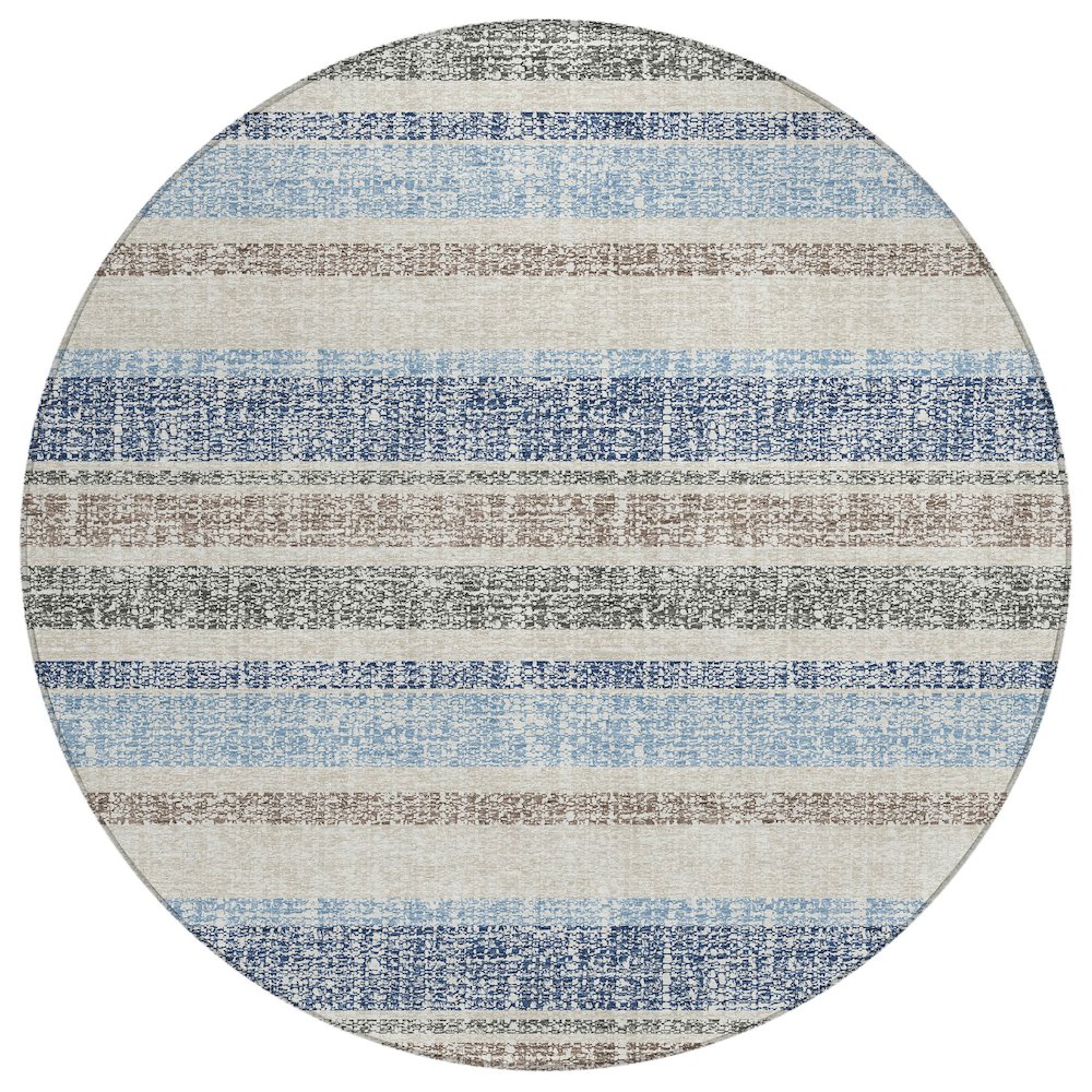 Machine Washable Indoor/Outdoor Chantille ACN2122 Navy 8' x 8' Round Rug. Picture 1
