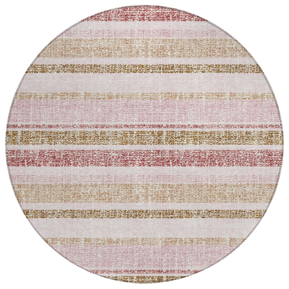 Machine Washable Indoor/Outdoor Chantille ACN2122 Pink 8' x 8' Round Rug. Picture 1