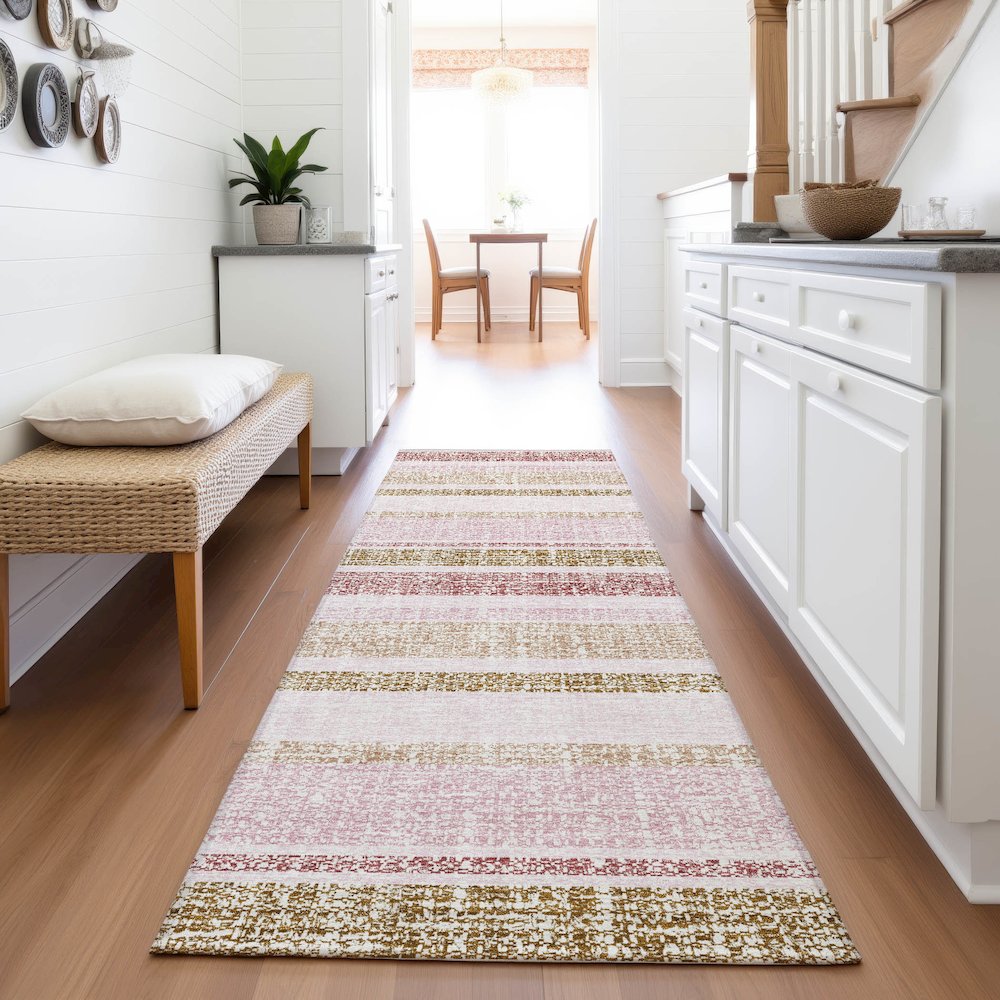 Machine Washable Indoor/Outdoor Chantille ACN2122 Pink 2'3" x 7'6" Runner Rug. Picture 5