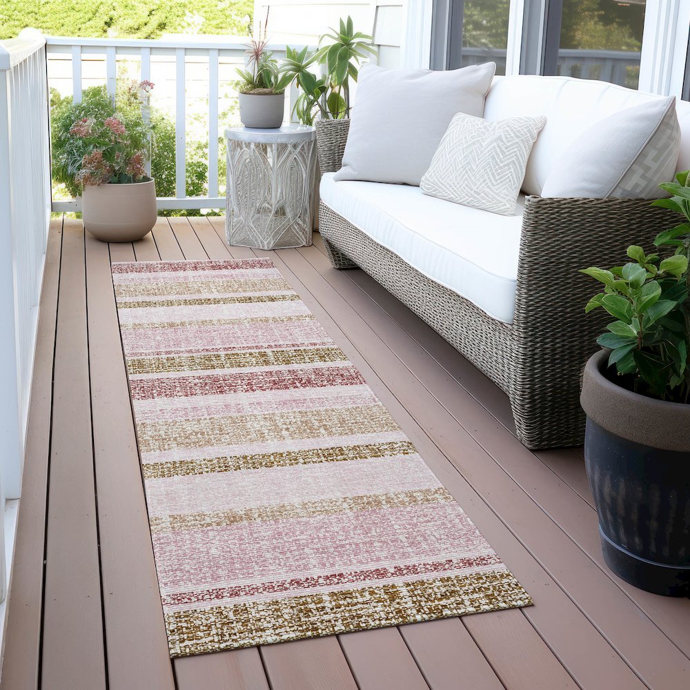 Machine Washable Indoor/Outdoor Chantille ACN2122 Pink 2'3" x 7'6" Runner Rug. Picture 6