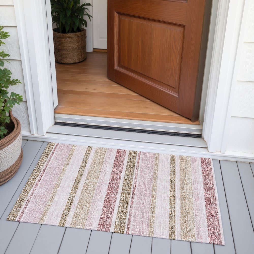 Machine Washable Indoor/Outdoor Chantille ACN2122 Pink 1'8" x 2'6" Rug. Picture 6