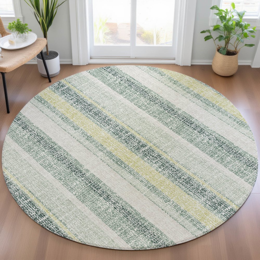 Machine Washable Indoor/Outdoor Chantille ACN2122 Seafoam 8' x 8' Round Rug. Picture 5