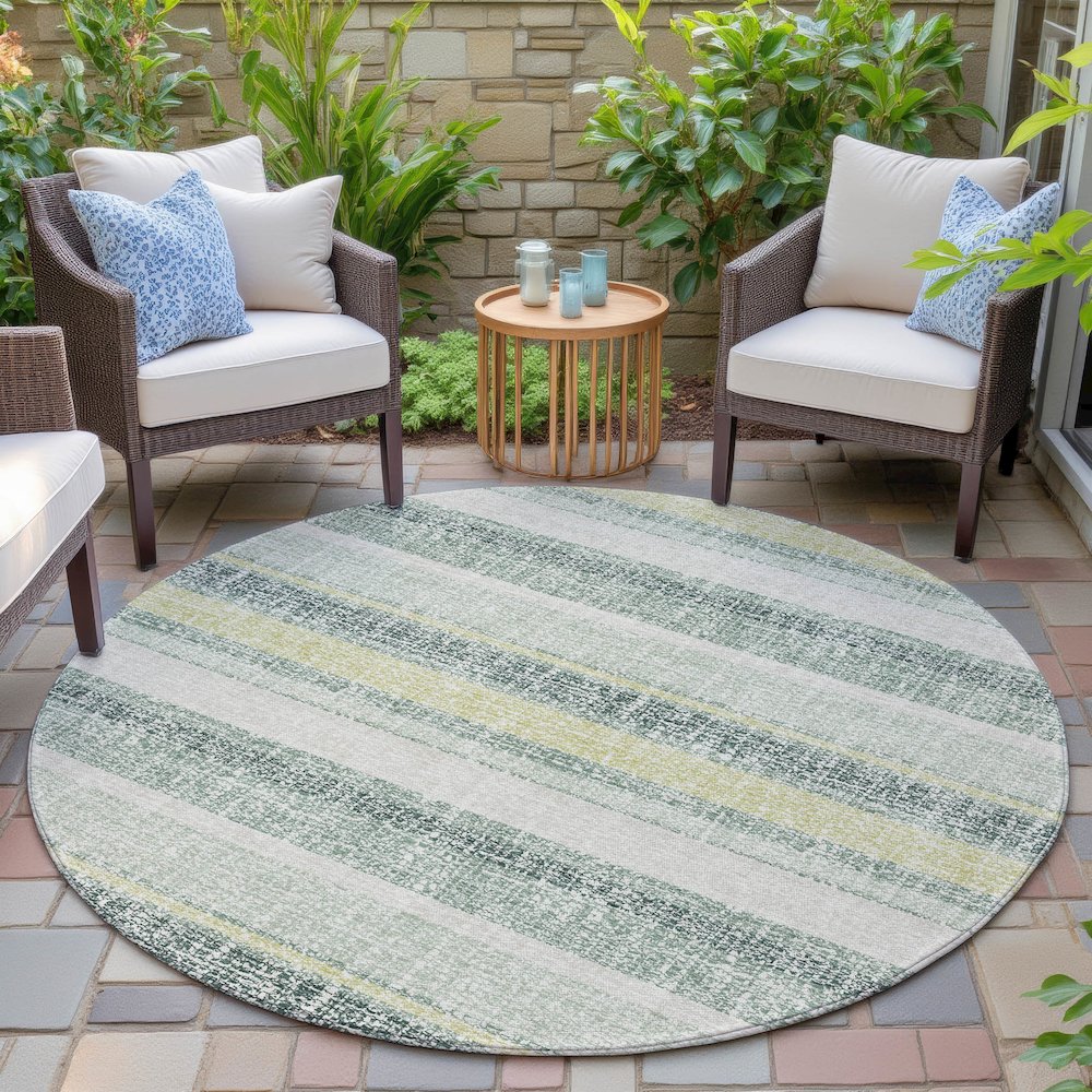 Machine Washable Indoor/Outdoor Chantille ACN2122 Seafoam 8' x 8' Round Rug. Picture 6