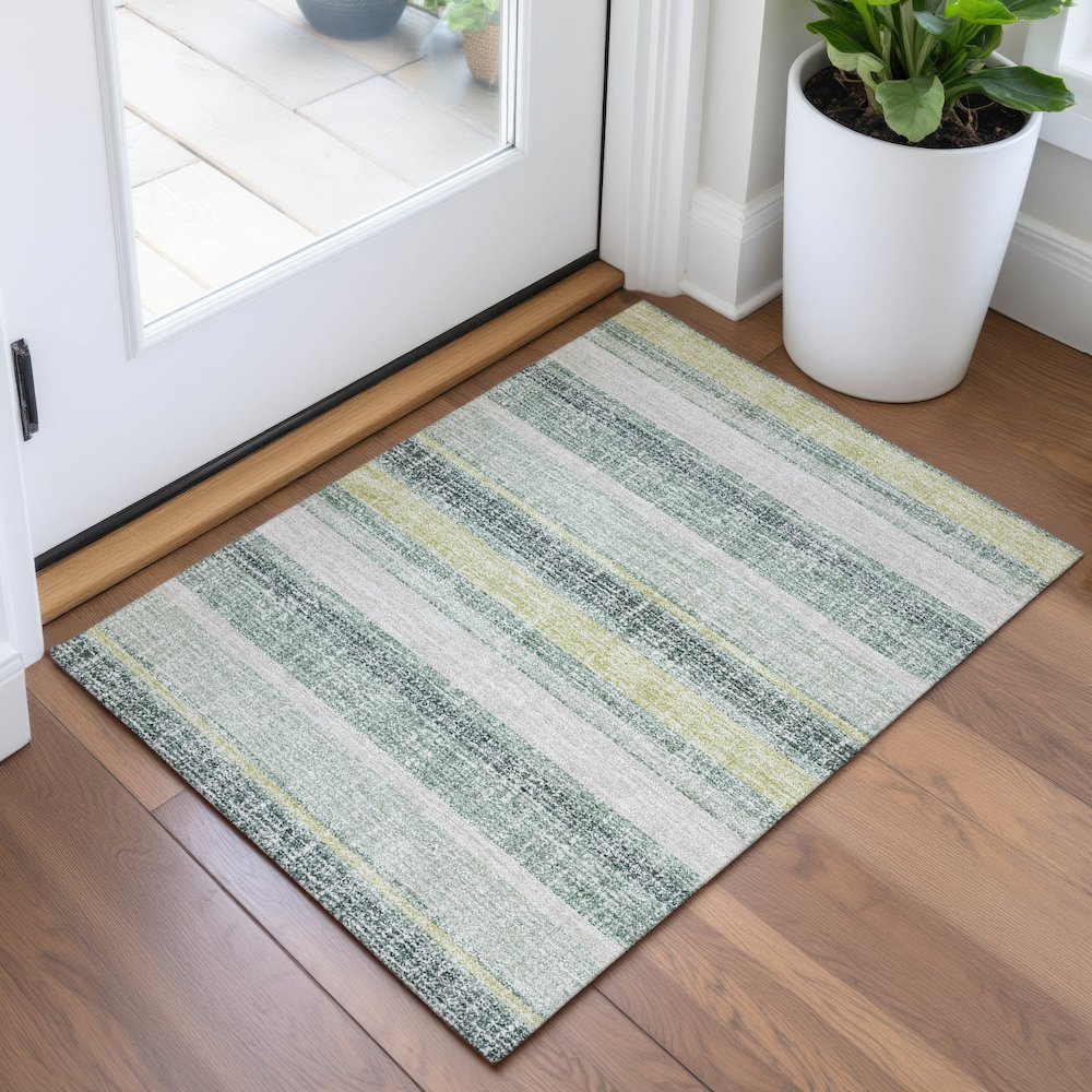 Machine Washable Indoor/Outdoor Chantille ACN2122 Seafoam 1'8" x 2'6" Rug. Picture 5