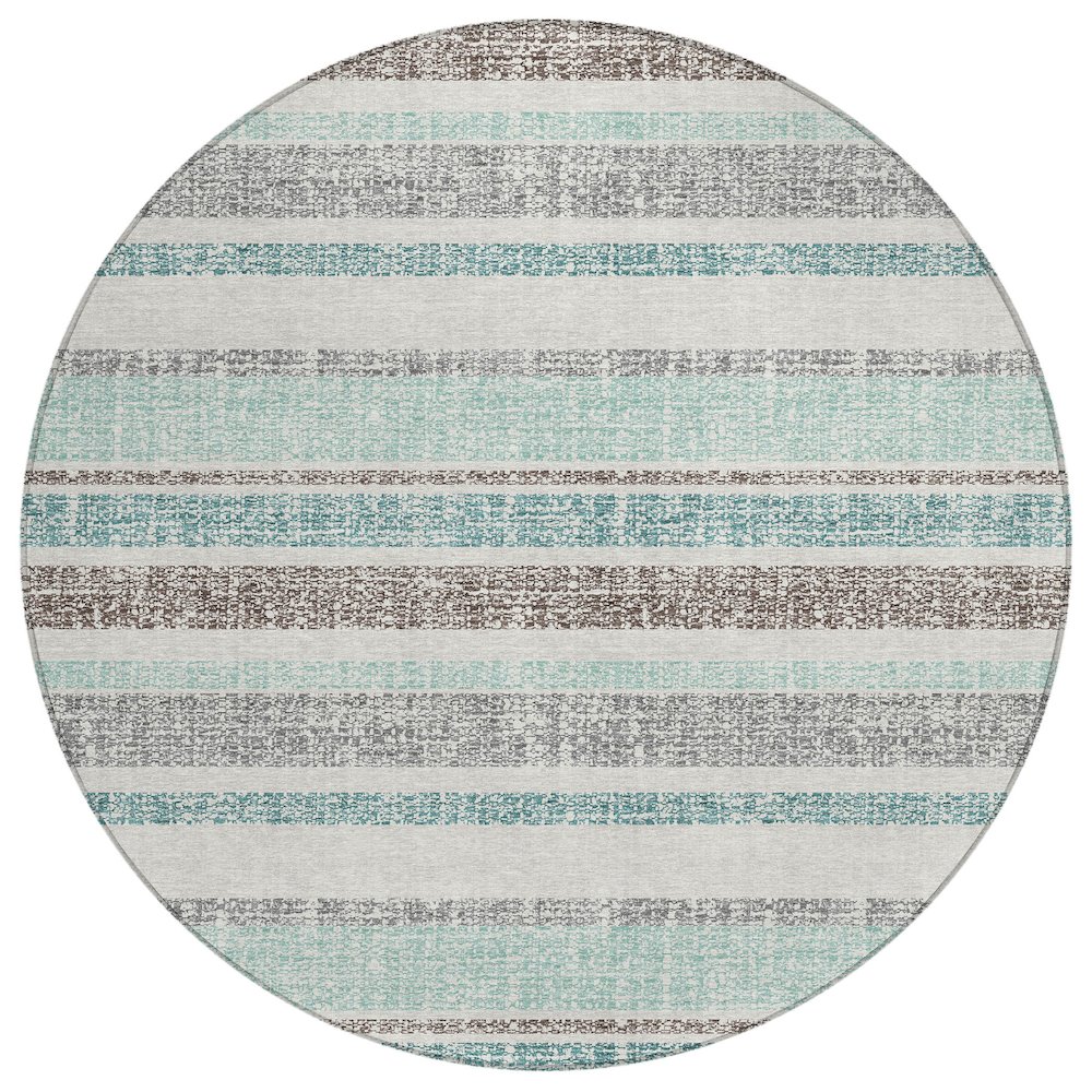 Machine Washable Indoor/Outdoor Chantille ACN2122 Teal 8' x 8' Round Rug. Picture 1