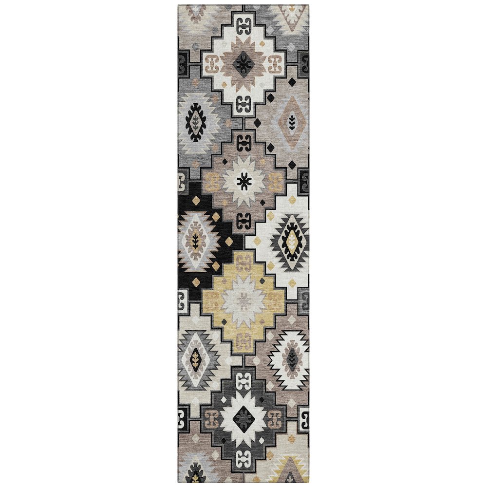 Machine Washable Indoor/Outdoor Chantille ACN2123 Black 2'3" x 7'6" Runner Rug. Picture 1